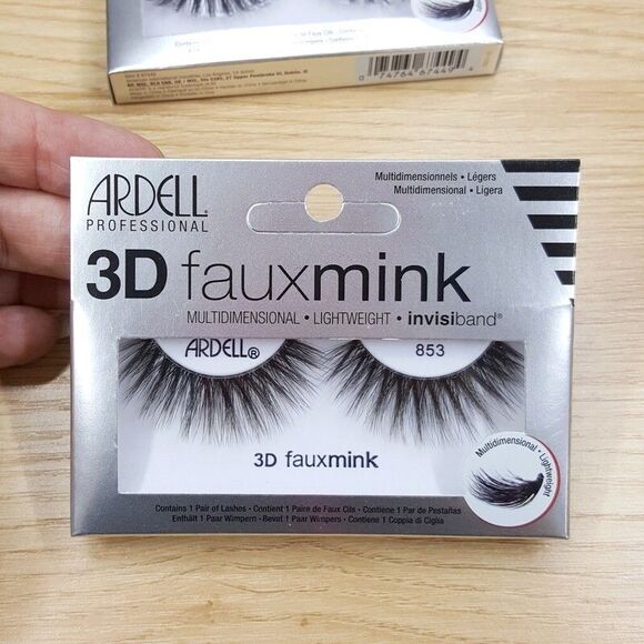 Ardell Professional 3D Faux Mink Fake Lashes 853 Lightweight Invisiband 2-Pack - Picture 2 of 5